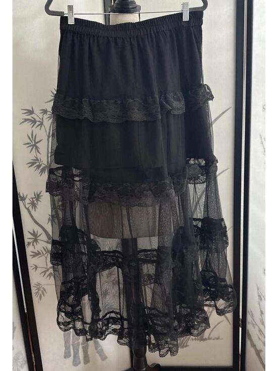Dresses & Skirts - NWT Us Together Maxi Lace Tiered Skirt W/Shorts (underneath), XL, Black